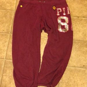 PINK sequin elastic cuffed sweats